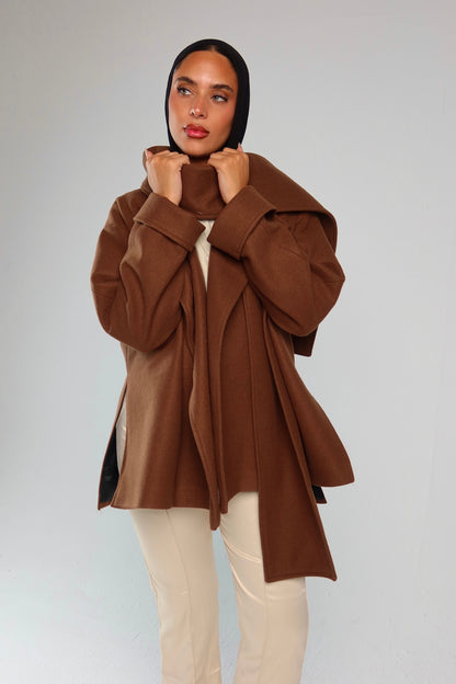 Slouch Scarf Coat in Short