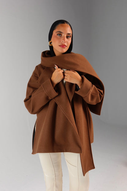 Slouch Scarf Coat in Short