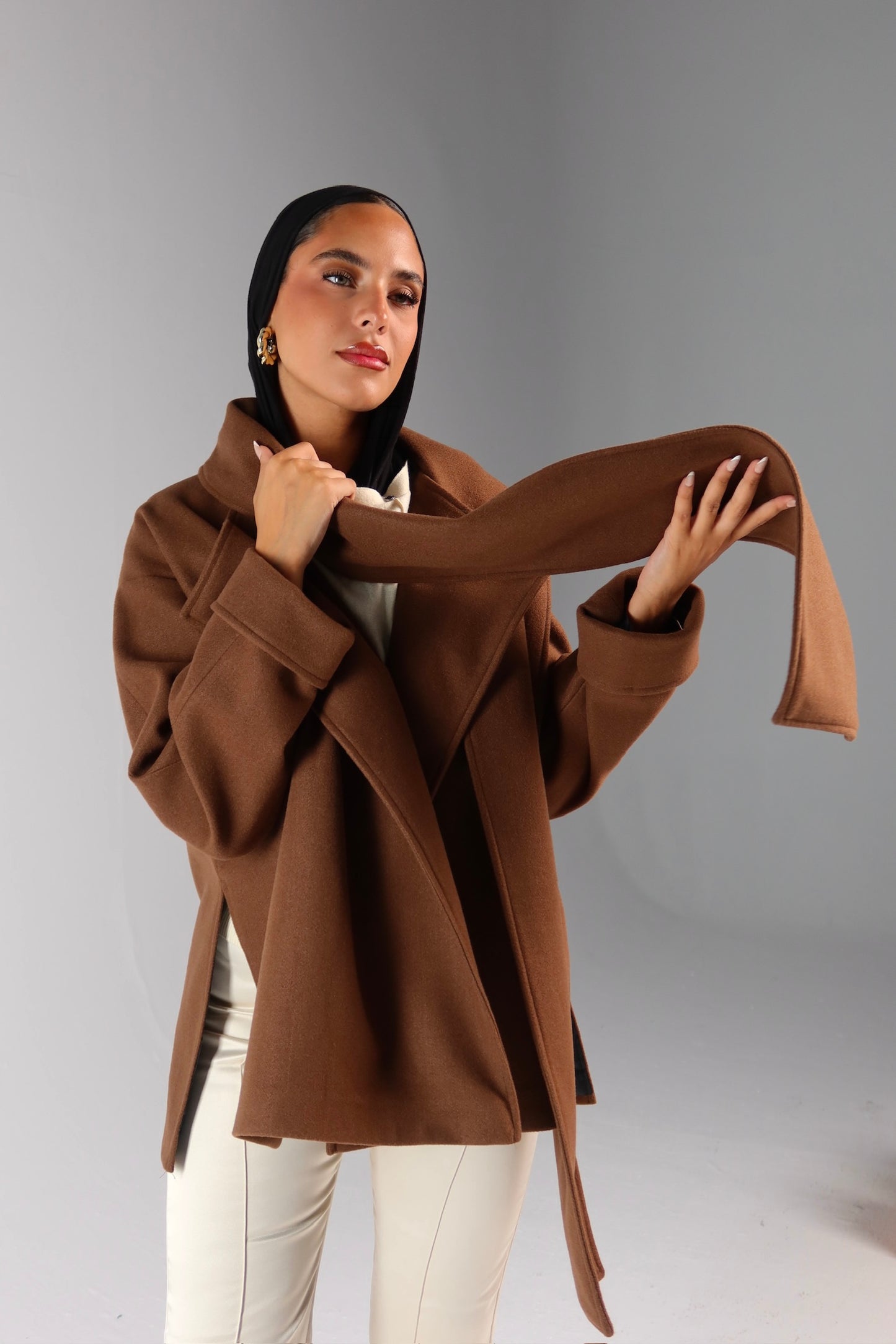 Slouch Scarf Coat in Short