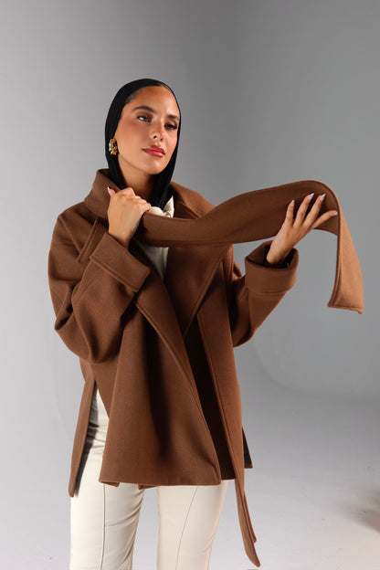 Slouch Scarf Coat in Short