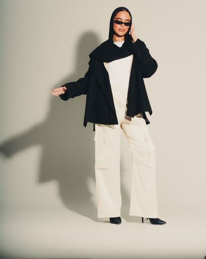 Slouch Scarf Coat in Short