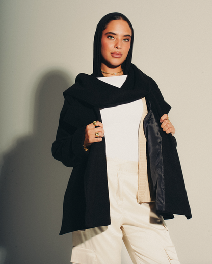 Slouch Scarf Coat in Short