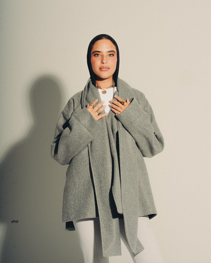 Slouch Scarf Coat in Short