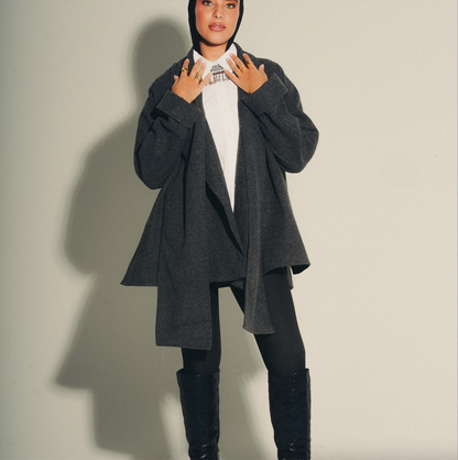 Slouch Scarf Coat in Short
