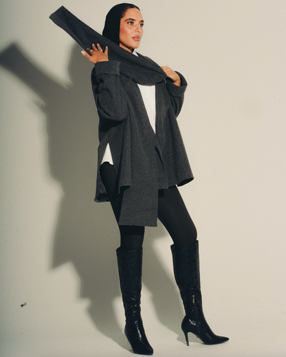 Slouch Scarf Coat in Short